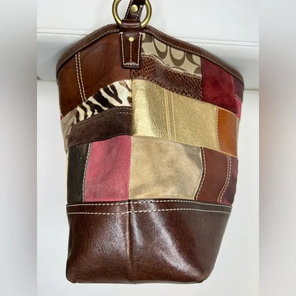 Large Vintage Rare Coach Patchwork Tote - Picture 6 of 16